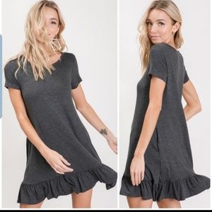 🛍💣Gray Cotton Ruffle Dress